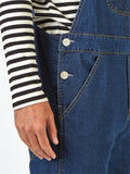 Men's Classic Dark Blue Denim Front Chest Pocket Sleeveless Jumpsuit