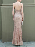 Shining Sequined Evening Wrap Dress for Women