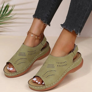 Casual PU Ankle Wrap Comfy Beach Sandals for Women
