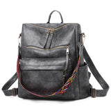 Retro Style Multi-Pocket Adjustable Strap Soft Touch Backpack