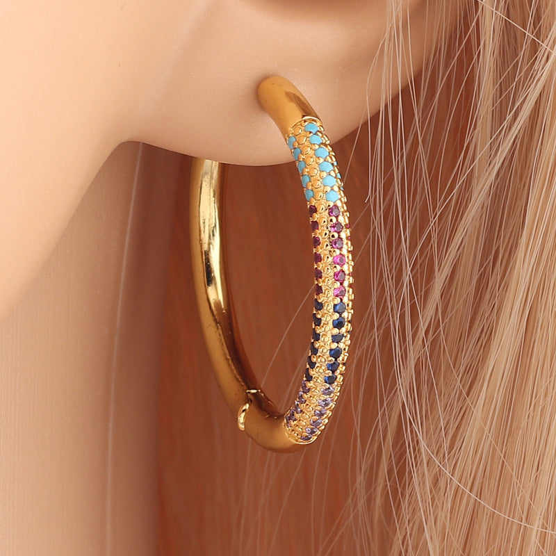 Gold Circle Brilliant Simple Classy Women's Earrings