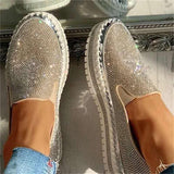 Cute Rhinestone Slip On Glitter Loafers for Women