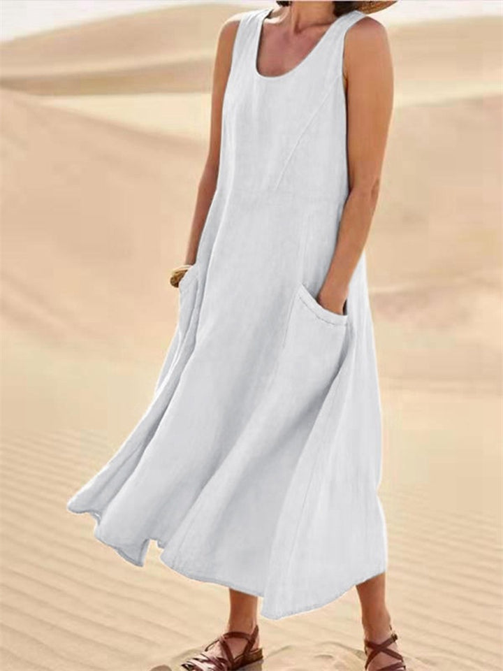 Women's Casual Sleeveless Cotton Linen Dress