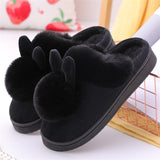 Bunny Ears Plush Ball Non-Slip Keep Warm Slippers for Women