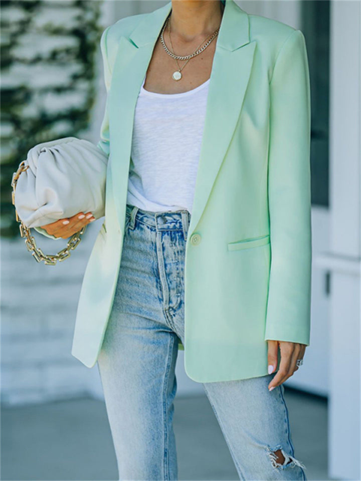 Women's Fashion Lapel Collar Single Button Slim Blazers