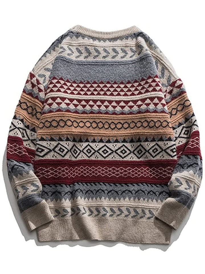 Men's Leisure Round Neck Long Sleeve Fleece Sweater for Autumn