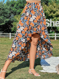 Trendy Printed Irregular Hem Skirts