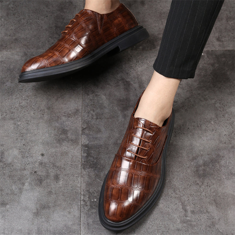 Men's Business Style Crocodile Printing Leather Shoes