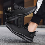 Men’s Breathable Almond Toe Back Pull-Tab Lace-Up Mesh Paneled Non-Slip Sneakers