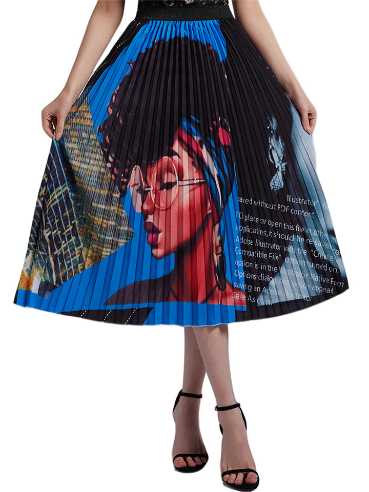 Casual Stylish Graffiti Printed Long Skirts For Women