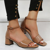 Career Ladies Elegant Chunky Heels Square Toe Office Sandals