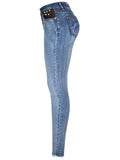 Women's Fashion Contrast Color Slim Fit Denim Jeans