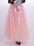 Pretty Trendy Solid Color 7 Layers One Size Long Tulle Skirts For Women