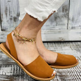 Casual Flat Peep Toe PU Slip On Spanish Sandals for Women