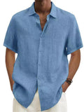 Short Sleeve Linen Beach Shirts for Men
