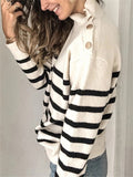 Comfortable Knitted Turtleneck Striped Sweater For Women