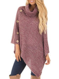 Women Fashion Warm Turtleneck Asymmetrical Sweater Cloak