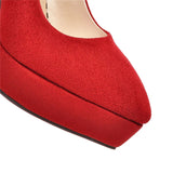 Pointed Toe Slip-On Solid Color High Heels