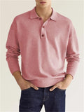 Men's V-neck Long Sleeve Polo Shirt for Autumn