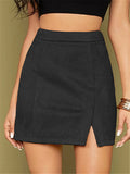 Women's Sexy A Line Suede High Waisted Skirts