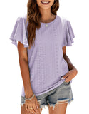 Ladies Summer Loose Ruffle Sleeve T-shirts