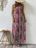 Bohemian U Neck Spaghetti Strap Printed Vacation Dress for Women