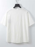 Comfy Loose Cotton Linen Print V-Neck Short-sleeved T-shirt + Cropped Pants