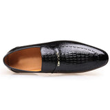 Casual Trendy Low-Top Slip-On Alligator Pattern Dress Shoes For Men