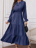 Spring Autumn Daily Wear Soft Sweet Ruffled Collar Ladies Dresses