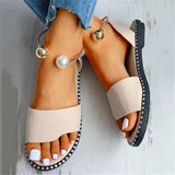 Women's Cute Open Toe Ankle Bracelet Detailing Flat Sandals