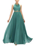 Pretty Halter Neck Beaded Fitted Waist Dress for Evening