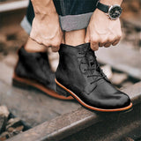 Men's Retro Round Toe Lace Up Martin Boots