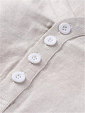 Mens Loose Comfy Linen Solid Color Long Sleeve T-Shirts