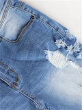 Women's Ripped Stretchy Washed Effect Denim Jeans for Autumn