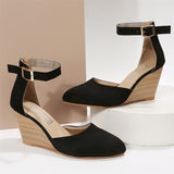 Women's Stylish Pointed Toe Ankle Strap Wedge Heel Sandals