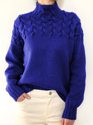 Turtle Neck Solid Color Knitted Sweaters For Women