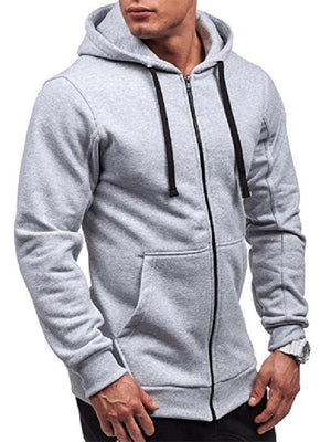 Casual Fashion Pocket Sports Zipper Drawstring Hooded Sweatshirt