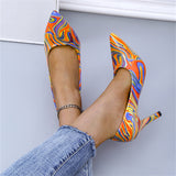 Ladies Unique High Heels Graffiti Pointed Toe Pumps