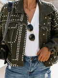 Super Cool Rivets Denim Biker Jacket