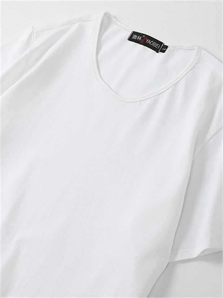 Men's Short Sleeve Solid Color Round Neck Cotton T-Shirt