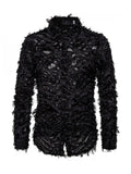 Sexy Feather Lace Long Sleeve Shirts For Men