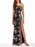 Exquisite Sequined One Shoulder Side Slit Dress for Prom