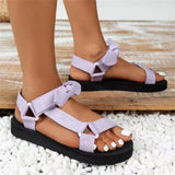 Lovely Bowknot Plaid Thick Sole Velcro Beach Sandals for Women