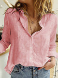 Casual Long Sleeves Linen Blouses For Women