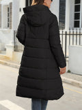 Female Slim Trendy Hooded Mid-length Quilted Coats