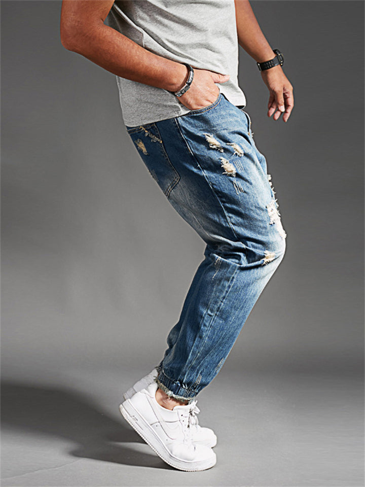 Men's Street Style Washed Effect Ripped Jeans