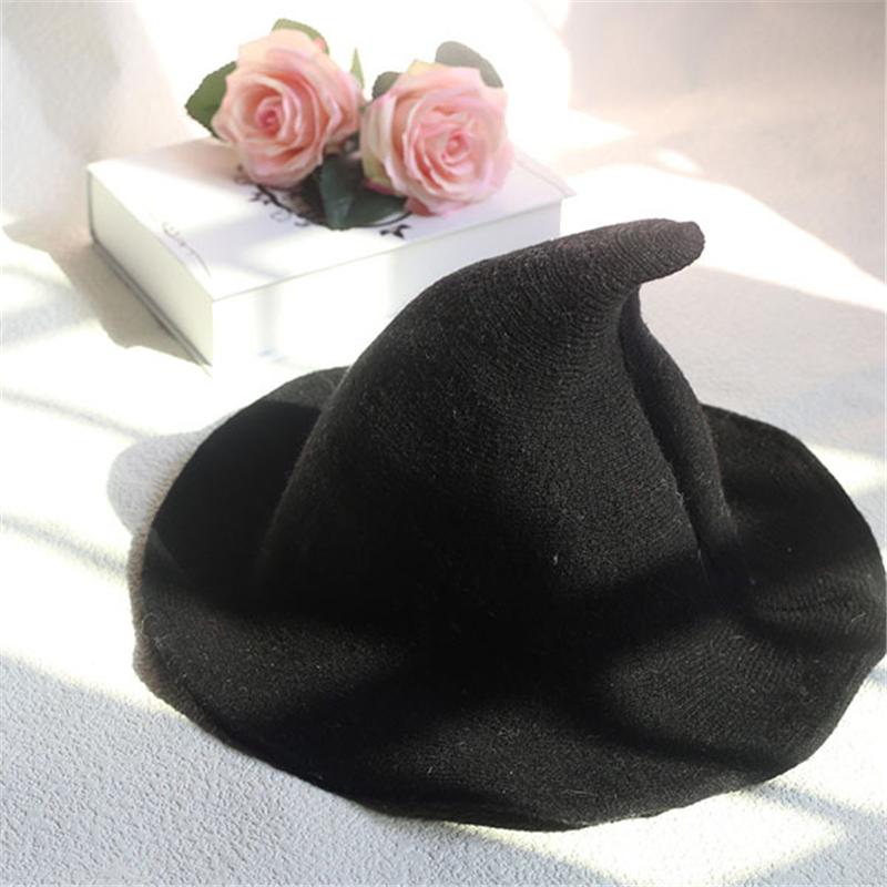 Large Brimmed Pointed Wizard Knitted Woolen Hat