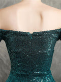 Gorgeous Off the Shoulder High Slit Sequin Evening Gown Dress