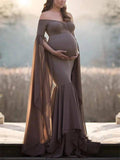 Gorgeous Sweetheart Neckline Off Shoulder Front Ruched Chiffon Mermaid Maternity Gown