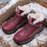 Winter Warm Plush Round Toe TPR Sole Women Snow Boots for Walking